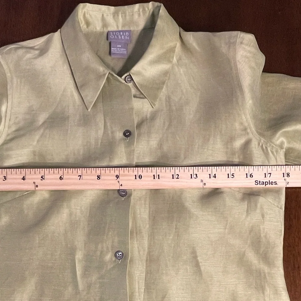 Sigrid Olsen Chartreuse Silk Linen Pantsuit Set Extra Small/4P Pristine 🌴 ✨✨ - Picture 14 of 16